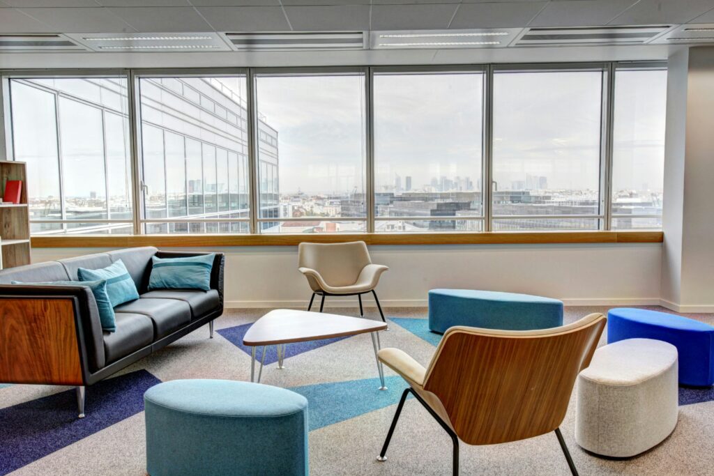 Modern flexible managed office workspace interior, illustrating flex space versus office fit-out decisions in India
